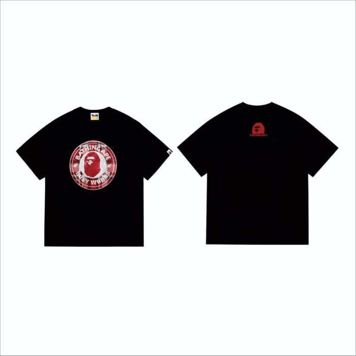 A Bathing Ape Bape Round Seal Plaid STA Ape Head Print Tee 2 colors 29348071