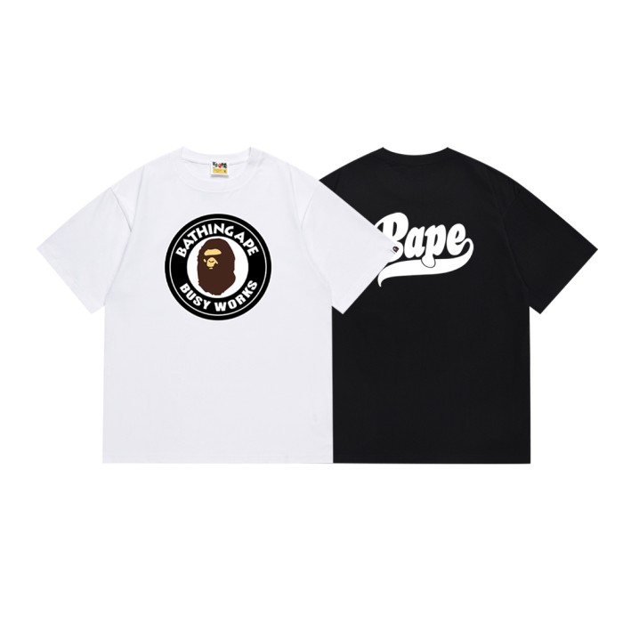 A Bathing Ape Bape Round Seal Letter Ape Head Print Tee 2 colors 29348072