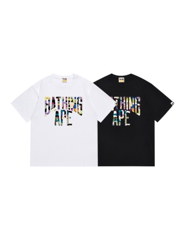 A Bathing Ape Bape Color Block Camo Arch Large Letter Print Tee 2 colors 29347625