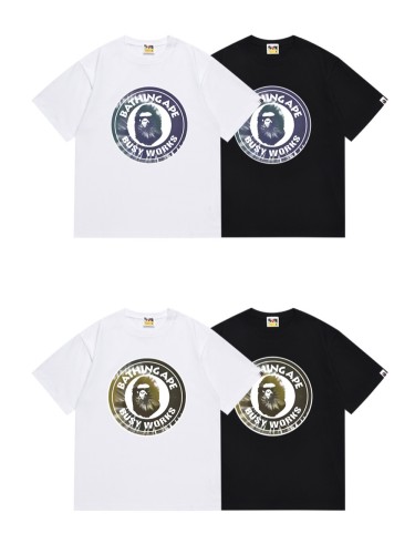 A Bathing Ape Bape Tie Dye Ape Head Letter Round Seal Print Tee 4 colors 29348080