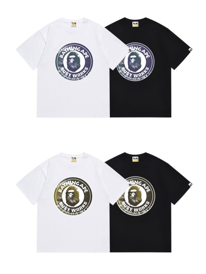A Bathing Ape Bape Tie Dye Ape Head Letter Round Seal Print Tee 4 colors 29348080
