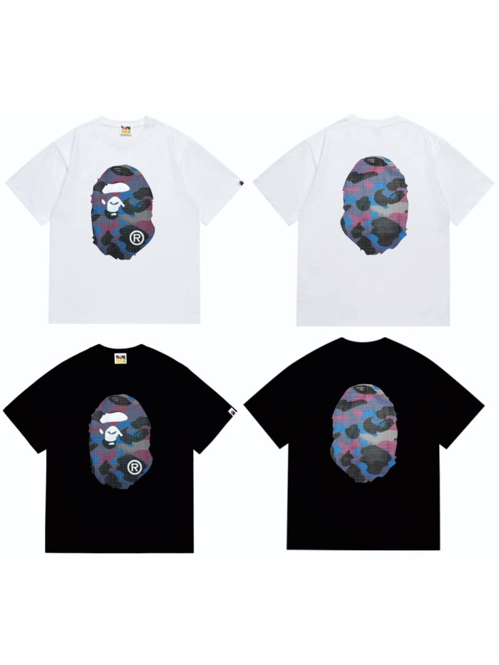 A Bathing Ape Bape Grid Camo Ape Head Double Side Print Tee 2 colors 29348064