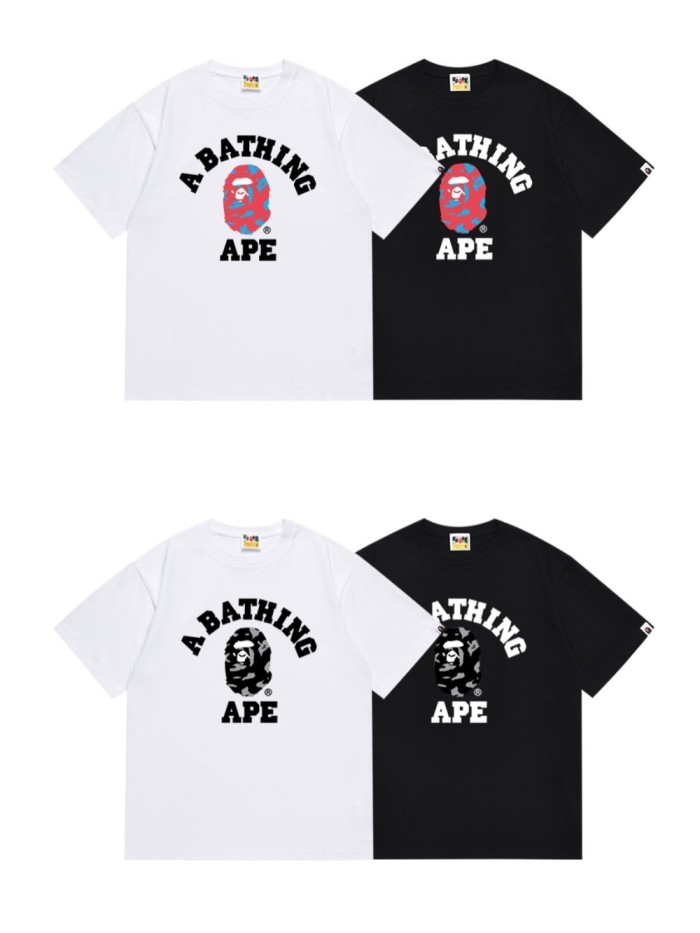 A Bathing Ape Bape Two Tone Camo Ape Head Curved Letter Print Tee 4 colors 29348060