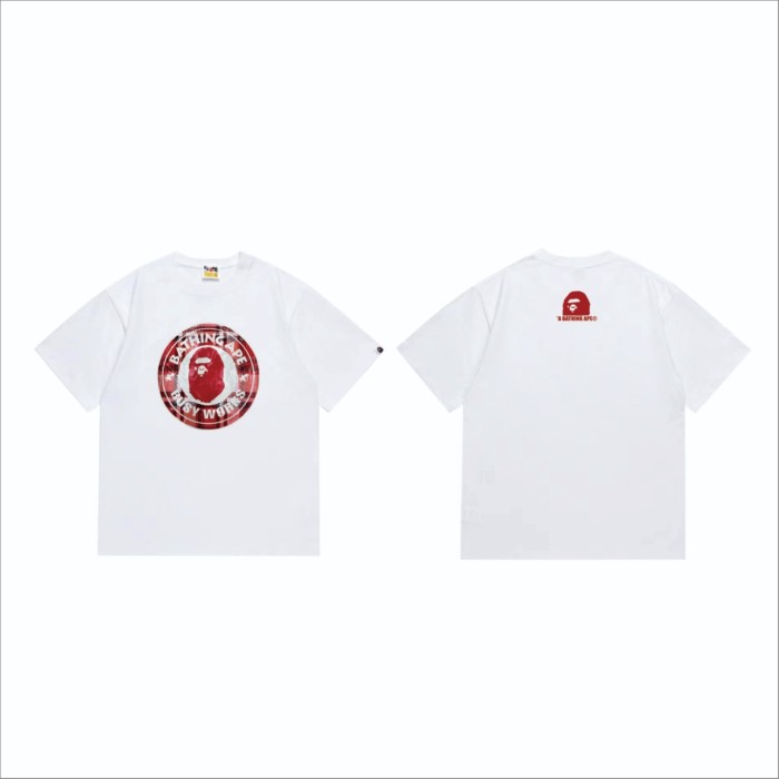 A Bathing Ape Bape Round Seal Plaid STA Ape Head Print Tee 2 colors 29348071
