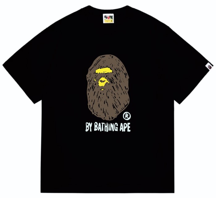 A Bathing Ape Bape Thick Brush Stroke Graffiti Long Hair Ape Head Print Tee 2 colors 29347622