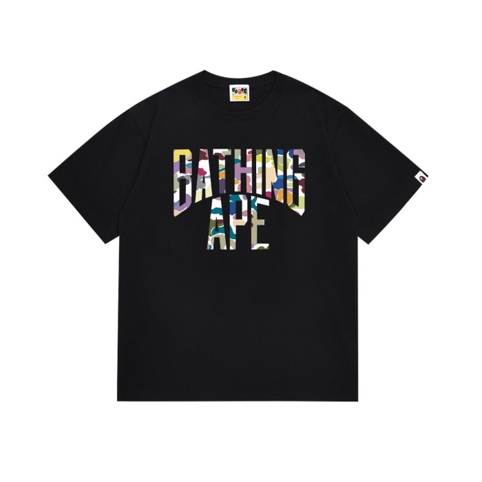 A Bathing Ape Bape Color Block Camo Arch Large Letter Print Tee 2 colors 29347625