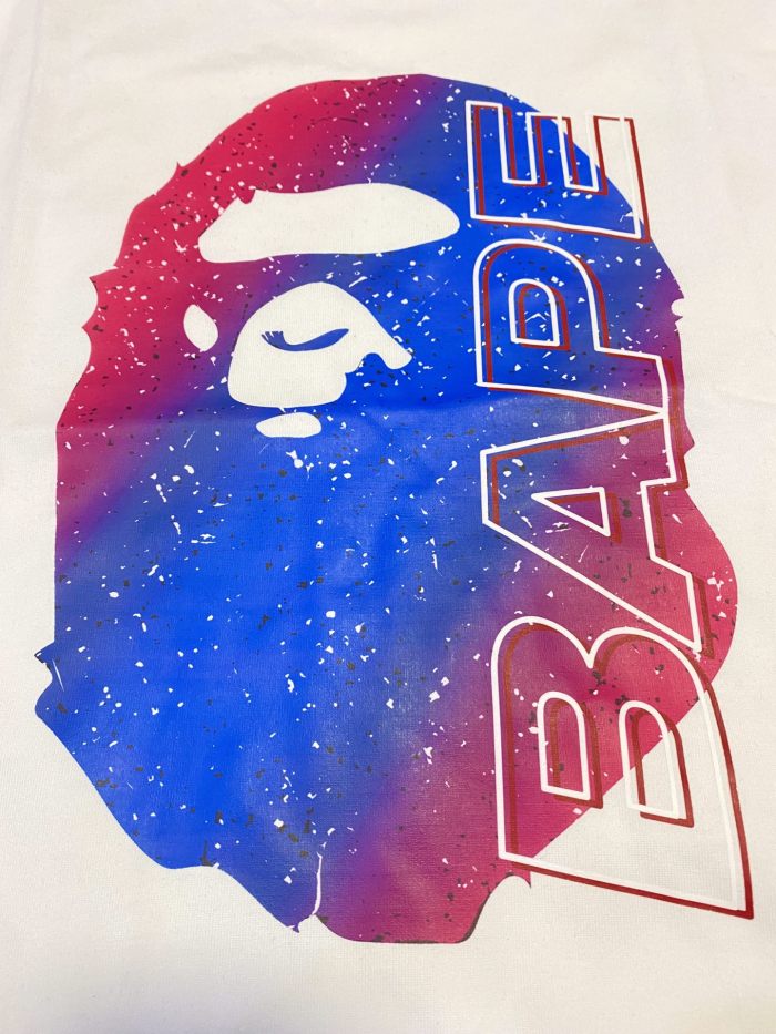 A Bathing Ape Bape Gradient Grainy Texture Ape Head Letter Print Tee 2 colors 29348045