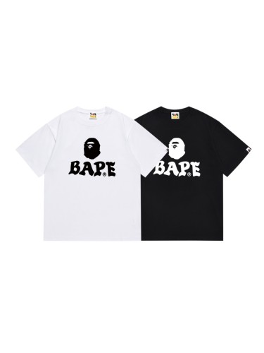 A Bathing Ape Bape Black White Contrast Ape Head Japanese Letter Print Tee 2 colors 29347634