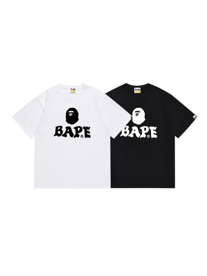 A Bathing Ape Bape Black White Contrast Ape Head Japanese Letter Print Tee 2 colors 29347634