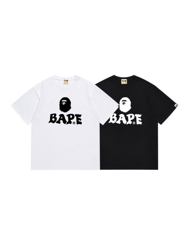 A Bathing Ape Bape Black White Contrast Ape Head Japanese Letter Print Tee 2 colors 29347634