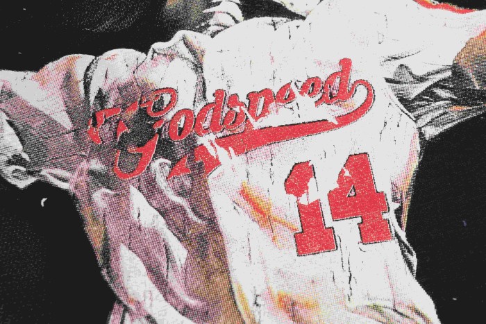 Godspeed Retro Baseball Varsity Streetwear Front Skeleton Baseball Player Vintage Gothic Typography Print T-Shirt 2 colors 29348093