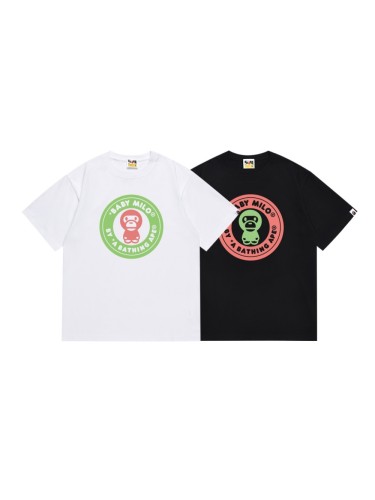 A Bathing Ape Bape Watermelon Color Cartoon Milo Round Seal Letter Print Tee 2 colors 29348065