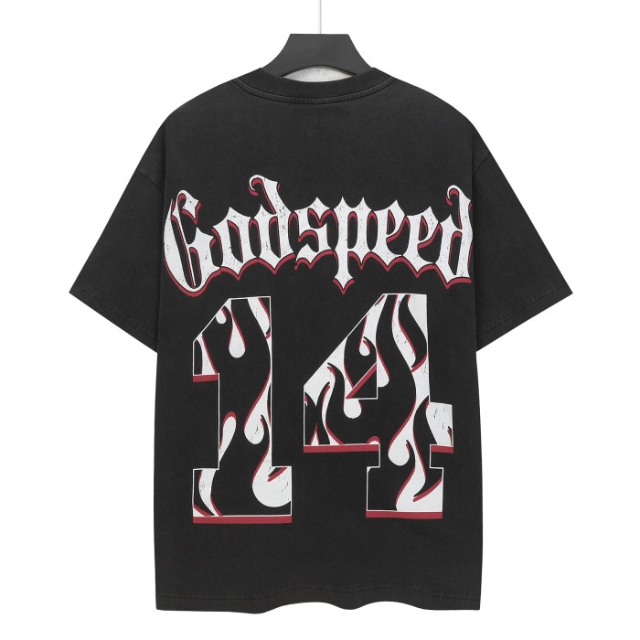 Godspeed Retro Baseball Varsity Streetwear Front Skeleton Baseball Player Vintage Gothic Typography Print T-Shirt 2 colors 29348093