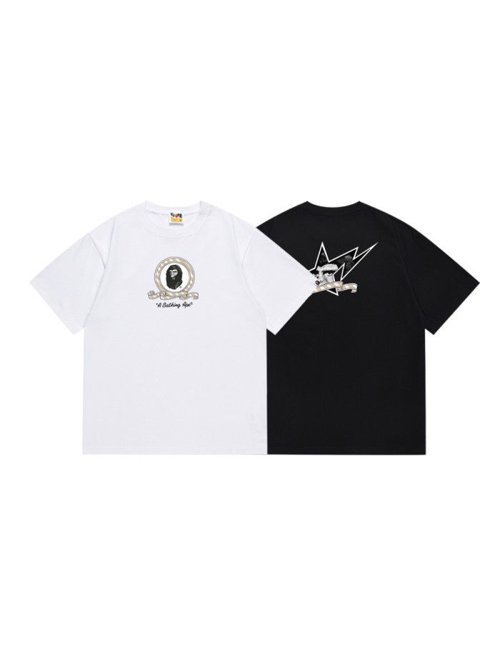 A Bathing Ape Bape Retro Medal Ribbon Star Badge Ape Head Print Tee 2 colors 29347632