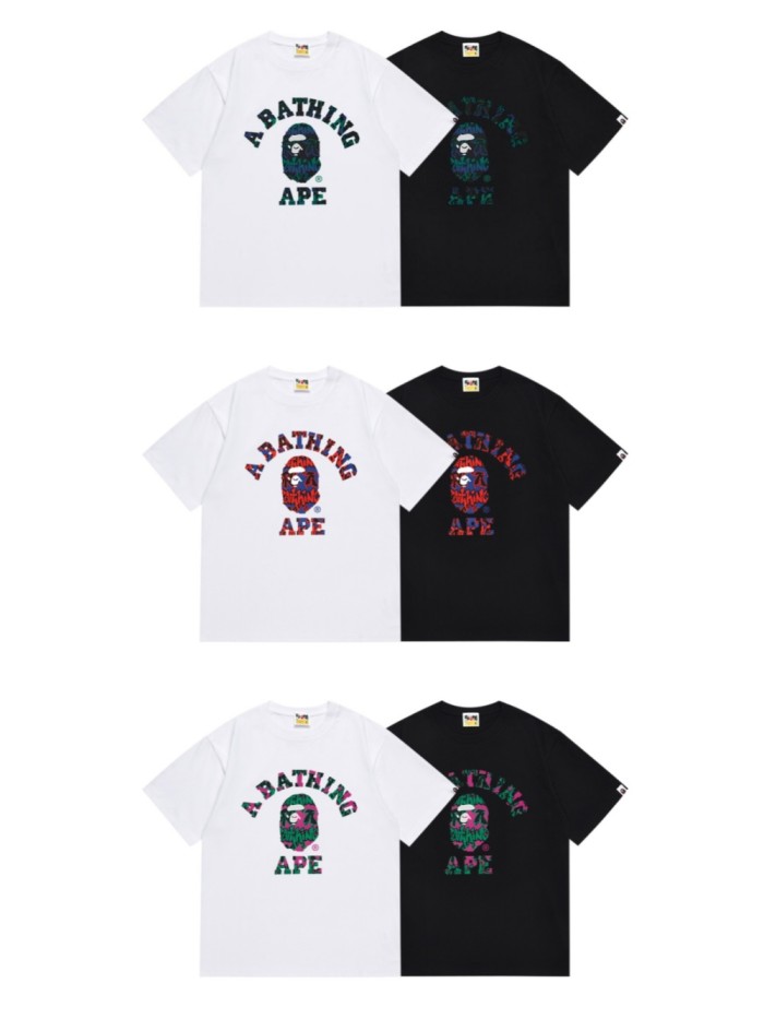 A Bathing Ape Bape Gradient Graffiti Letter Ape Head Print Tee 6 colors 29348046