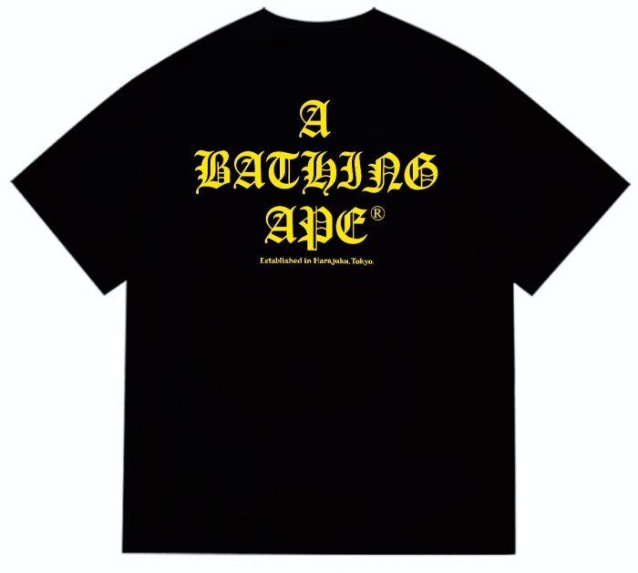 A Bathing Ape Bape Color Contrast Gothic Sanskrit 1993 Ape Head Print Tee 2 colors 29348081