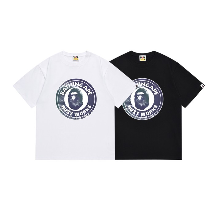 A Bathing Ape Bape Tie Dye Ape Head Letter Round Seal Print Tee 4 colors 29348080