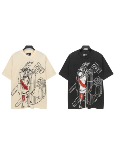 Godspeed West Coast Chicano Vintage Fashion Front Skeleton Sculptor Hammer Roman Column Ruins Line Art Print T-Shirt 2 colors 29349514