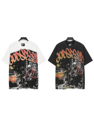 Godspeed Grunge Graffiti Hip Hop Streetwear Front Orange Gradient Graffiti Script Squatting Skeleton Retro Sports Car Alley Distressed Graphic T-Shirt 2 colors 29349508
