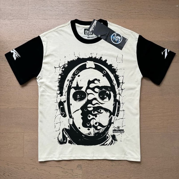 Hellstar Studio Cage Mask 777 Color Block Raglan Sleeve Print Tee 29353444