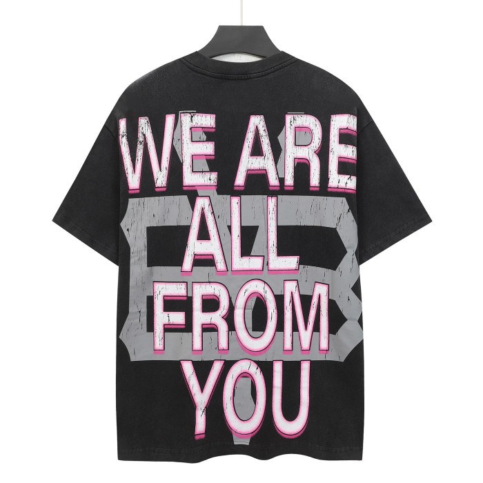 Godspeed Streetwear Front Pink White Gradient Cursive Script Cowboy Skeleton Pink Sports Car Palm Tree Sunset Storefront T-Shirt 2 colors 29353195