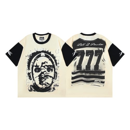 Hellstar Studio Cage Mask 777 Color Block Raglan Sleeve Print Tee 29353444