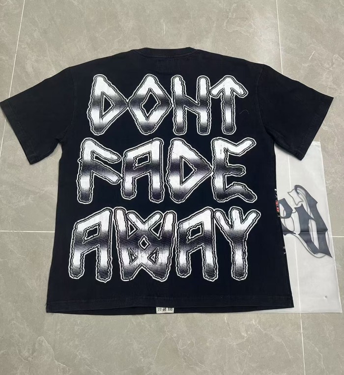 Godspeed Front White Gradient Gothic Script Four Suit Cowboy Hat Skeletons Crosswalk City Building Red Classic Car T-Shirt 2 colors 29353204