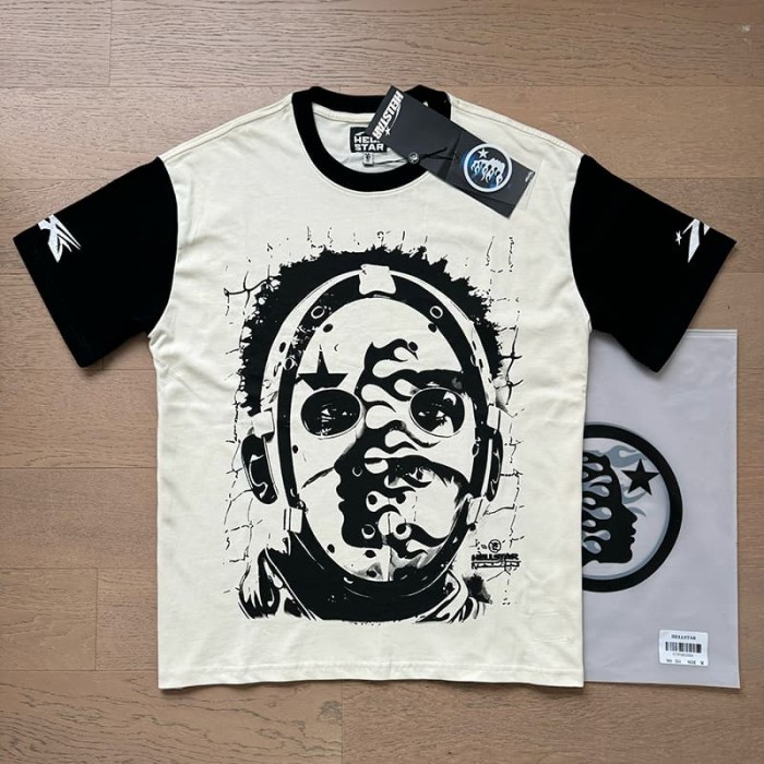 Hellstar Studio Cage Mask 777 Color Block Raglan Sleeve Print Tee 29353444