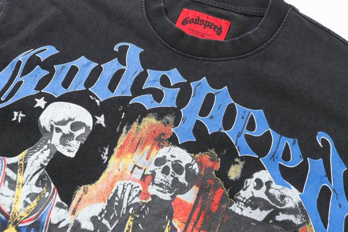 Godspeed Olympic Basketball Graphic Streetwear Front Three USA Basketball Skeleton Players Gold Medal Chain Gothic Letter Print T-Shirt 2 colors 29354650