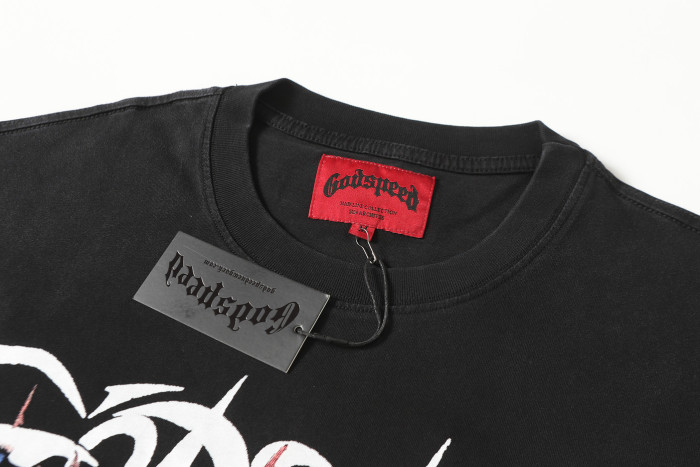 Godspeed Retro Drive In Movie Graphic Streetwear Front Convertible Car Couple Popcorn Giant Red Eye Skull Gothic Letter Print T-Shirt 29354633