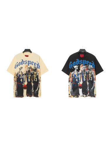 Godspeed Olympic Basketball Graphic Streetwear Front Three USA Basketball Skeleton Players Gold Medal Chain Gothic Letter Print T-Shirt 2 colors 29354650