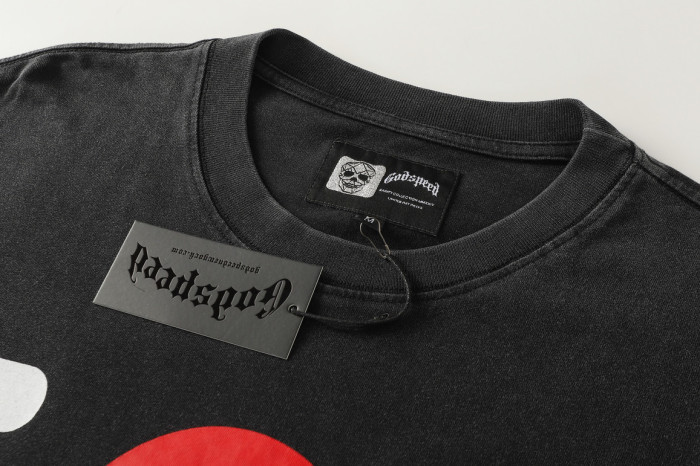 Godspeed Y2K Ocean Hip Hop Streetwear Front Bold Block Letter I Red Heart Mechanical Cyan Dolphin Graphic T-Shirt 29354630