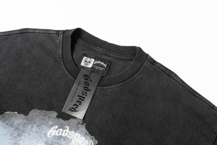 Godspeed Retro California Street Graphic Streetwear Front Burning Hollywood Landmark Fire Smoke Cursive Letter Print T-Shirt 2 colors 29354638