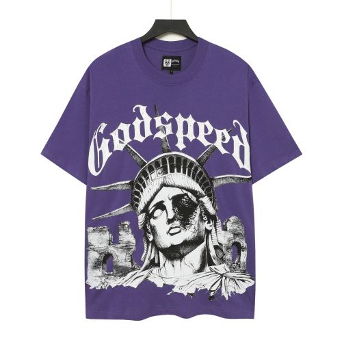 Godspeed Dark Patriotic Graphic Streetwear Front Cracked Mechanical Eye Liberty Statue Ruined Brick Ruins Gothic Letter Print T-Shirt 2 colors 29354790