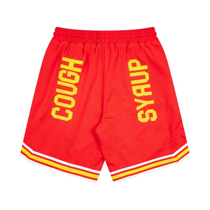 Cough Syrup Letter Number 16 Side Vertical Split Dual Sided Graphic Striped Hem Loose Athletic Mesh Shorts Print Shorts 4 colors 29355952
