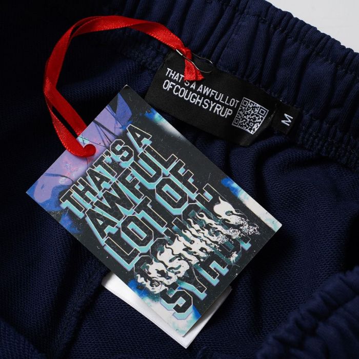 Cough Syrup Front Gradient Red Letter Print Elastic Drawstring Loose Cotton Sweat Shorts 29356452