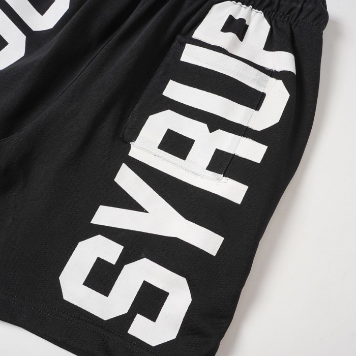 Cough Syrup Front Horizontal Text Back Vertical Big Letter Sweat Shorts 2 colors 29356463