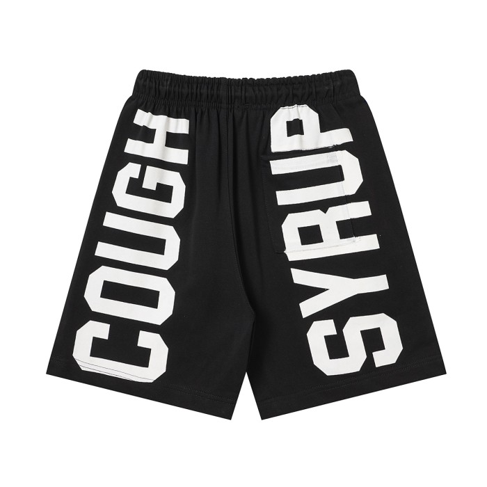 Cough Syrup Front Horizontal Text Back Vertical Big Letter Sweat Shorts 2 colors 29356463