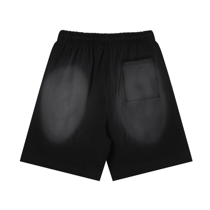 Cough Syrup Vintage Washed Black Front Colorful Graffiti Flame Print Elastic Drawstring Loose Sweat Shorts 29356454