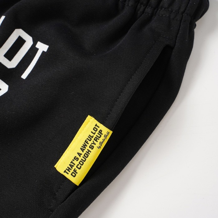 Cough Syrup Front Horizontal Text Back Vertical Big Letter Sweat Shorts 2 colors 29356463