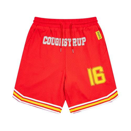 Cough Syrup Letter Number 16 Side Vertical Split Dual Sided Graphic Striped Hem Loose Athletic Mesh Shorts Print Shorts 4 colors 29355952