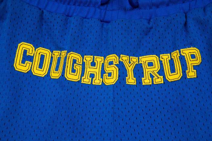 Cough Syrup Letter Number 16 Side Vertical Split Dual Sided Graphic Striped Hem Loose Athletic Mesh Shorts Print Shorts 4 colors 29355952