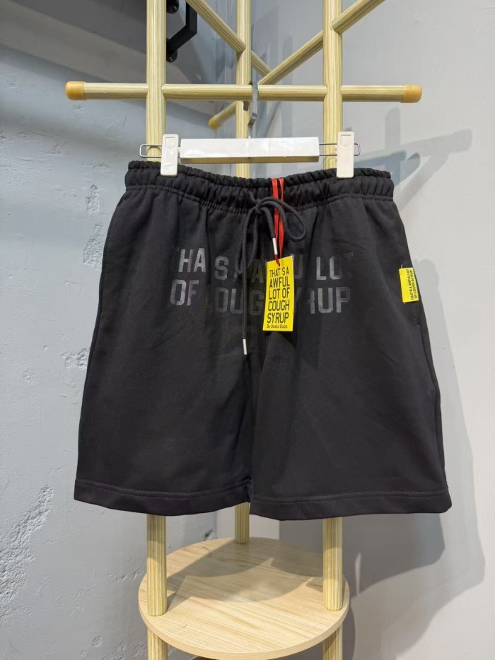 Cough Syrup Front Horizontal Text Back Vertical Big Letter Sweat Shorts 2 colors 29356463
