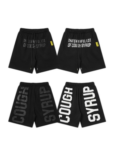 Cough Syrup Front Horizontal Text Back Vertical Big Letter Sweat Shorts 2 colors 29356463