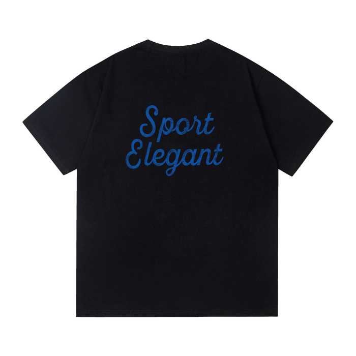 GaIIery Dept. Front Small White Serif Letter Print Back Blue Cursive Slogan Crew Neck Oversized Cotton Tee 2 colors 29356390
