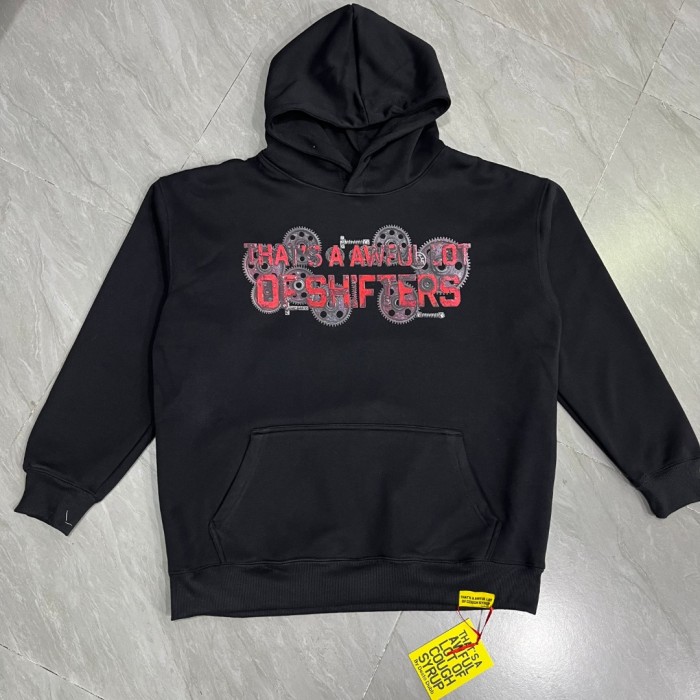 Cough Syrup Red Rust Mechanic Gear Overlay Text Slogan Back Vertical Stacked Metal Bolt Letter Print Fleece Hoodie 29355902