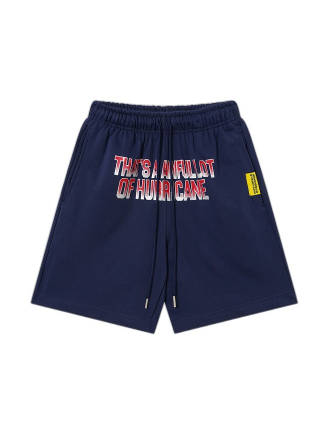 Cough Syrup Front Gradient Red Letter Print Elastic Drawstring Loose Cotton Sweat Shorts 29356452