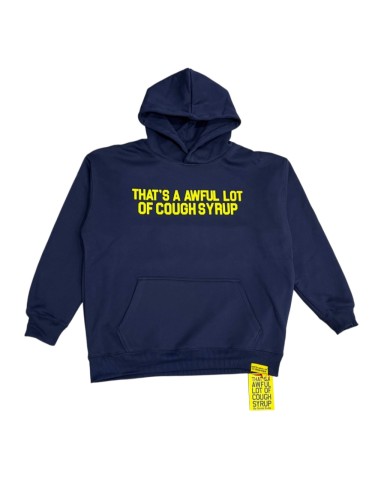 Cough Syrup Bright Yellow Bold Block Letter Slogan Back Vertical Stacked Oversized Yellow Text Print Fleece Hoodie 29355901