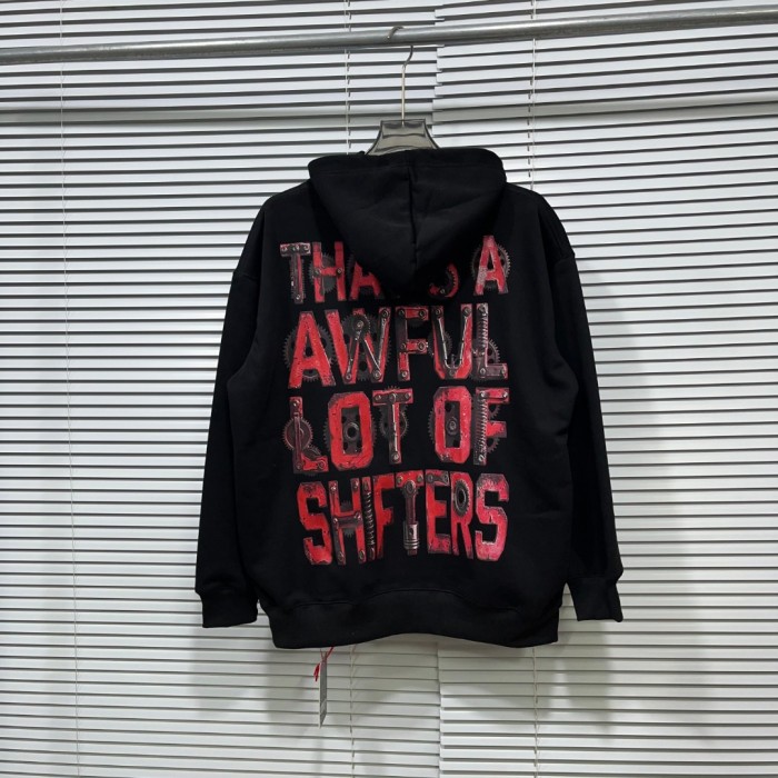Cough Syrup Red Rust Mechanic Gear Overlay Text Slogan Back Vertical Stacked Metal Bolt Letter Print Fleece Hoodie 29355902