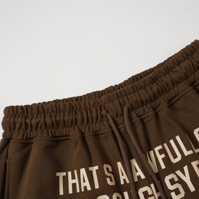 Cough Syrup Front Small Slogan Back Large Vertical Letter Print Drawstring Elastic Waist Streetwear Athletic Sweat Shorts 2 colors 29357903
